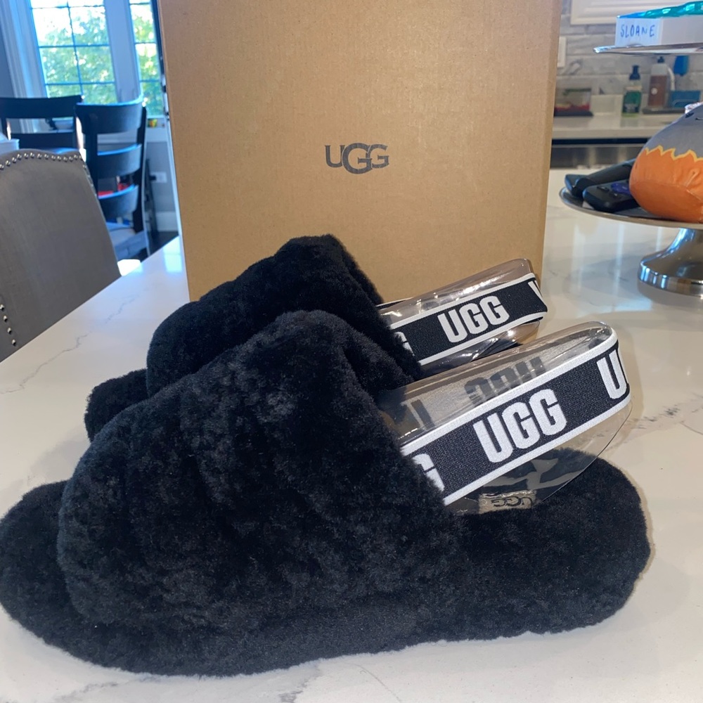 Ugg Fluff Yeah Slide - Black (Sz. 11) New!
